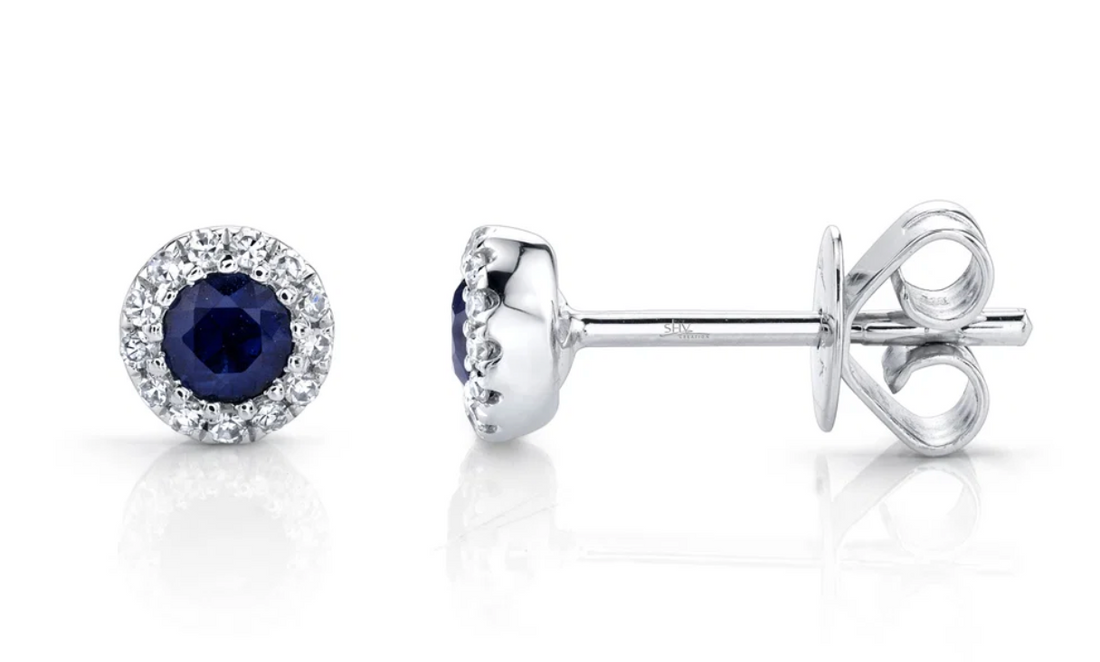 EDEN l 0.08CT DIAMOND & 0.28CT BLUE SAPPHIRE STUD EARRING l SC55002752