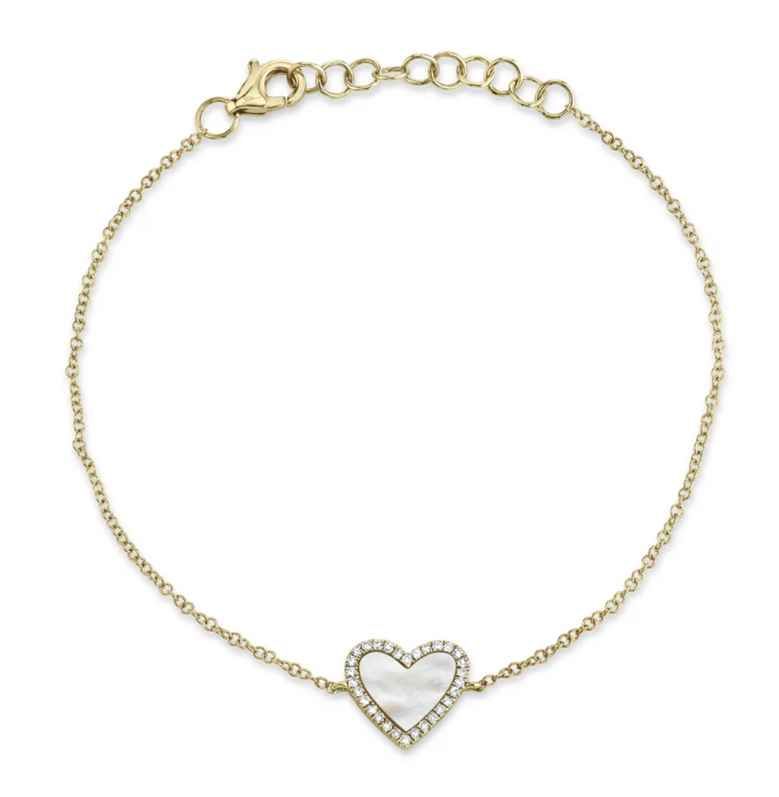 0.09CT DIAMOND & 0.56CT MOTHER OF PEARL HEART BRACELET l SC55019154 - Brownee Jewelers