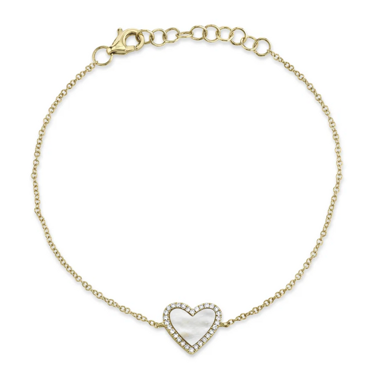 SHY CREATION | KATE | 0.09CT DIAMOND & 0.56CT MOTHER OF PEARL HEART BRACELET | SC55019154 - Brownee Jewelers