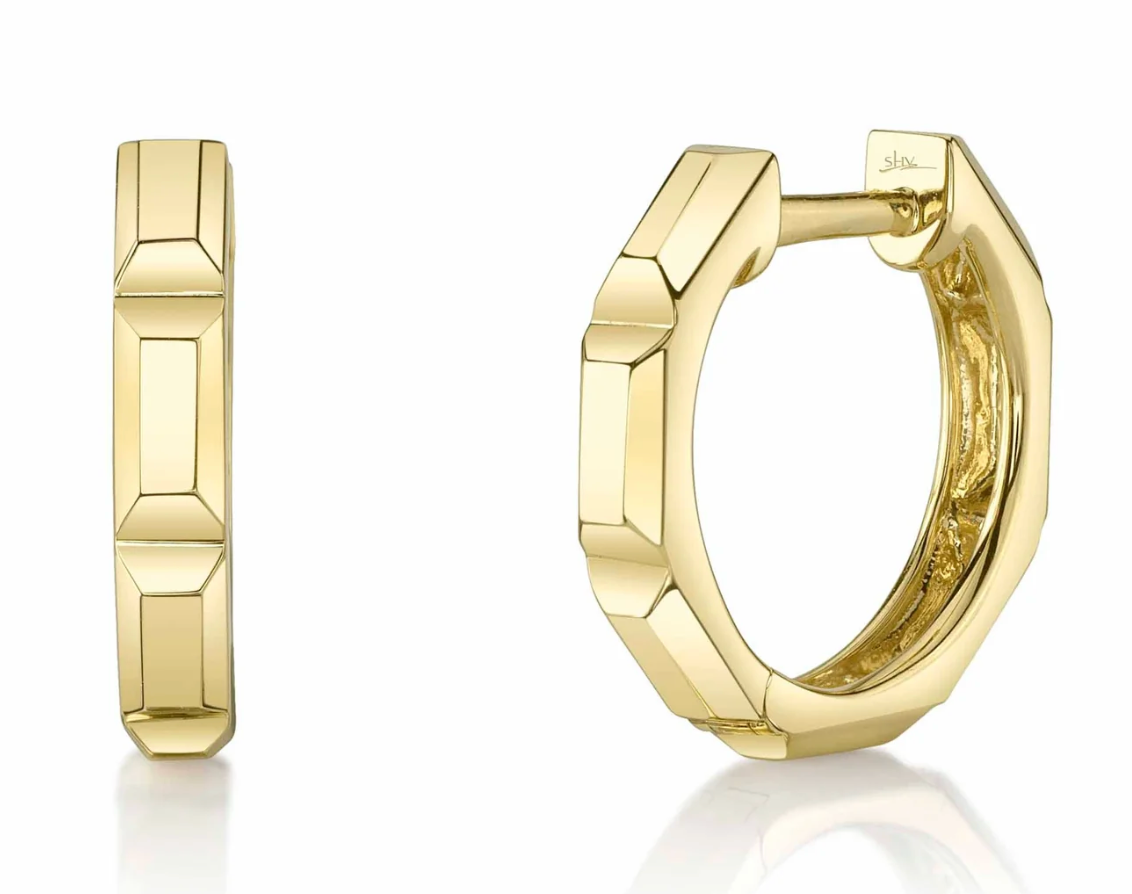 OCTAGON GEO CUT HUGGIE EARRING l SC55026876V2GO - Brownee Jewelers