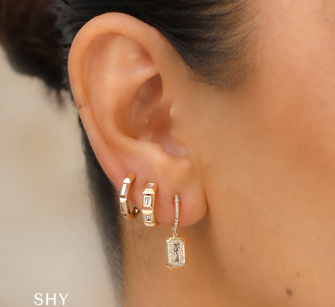 OCTAGON GEO CUT HUGGIE EARRING l SC55026876V2GO - Brownee Jewelers