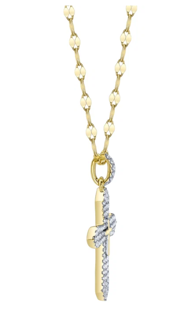 0.17CT DIAMOND PAVE CROSS SPARKLE CHAIN NECKLACE