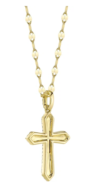 0.17CT DIAMOND PAVE CROSS SPARKLE CHAIN NECKLACE