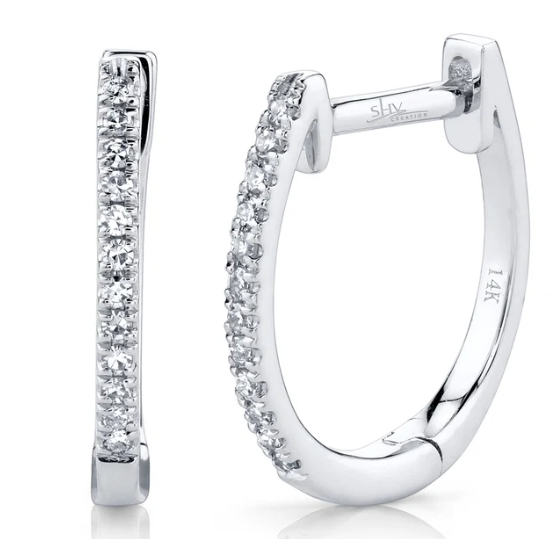oval hoop diamond earring 14kt wg