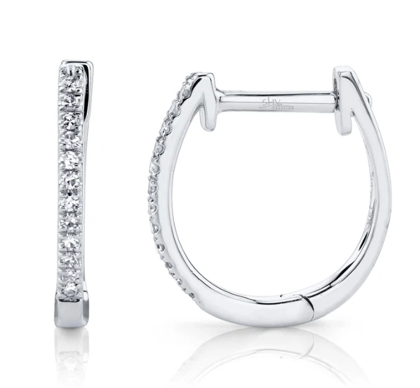oval hoop diamond earring 14kt wg