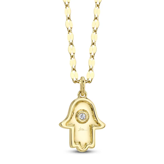 SHY CREATION | .03CT DIAMOND ACCENT HAMSA NECKLACE | 14K YELLOW GOLD | SC55025612 - Brownee Jewelers