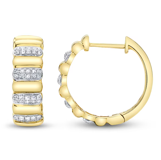 SHY CREATION | 0.17Ct DIAMOND HOOP EARRINGS | 14K YELLOW GOLD | SC55026057RDD0.60 - Brownee Jewelers