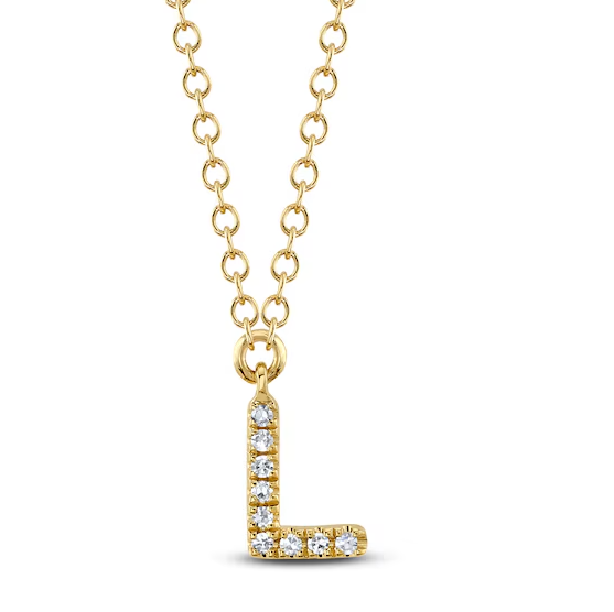 DIAMOND ACCENT INTIAL L NECKLACE IN 14K YELLOW GOLD