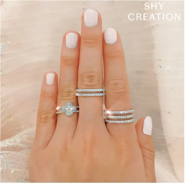 .76 TOTAL CARAT WEIGHT DIAMOND THREE ROW RING IN 14K WHITE GOLD