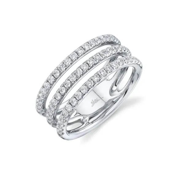 .76 TOTAL CARAT WEIGHT DIAMOND THREE ROW RING IN 14K WHITE GOLD