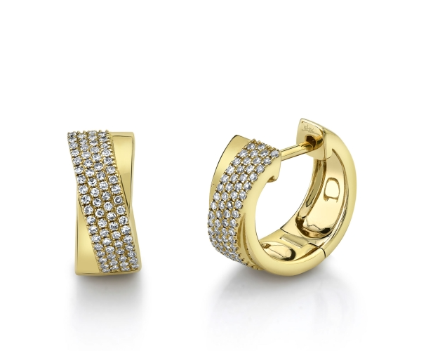 14kt yellow gold pave diamond huggies 