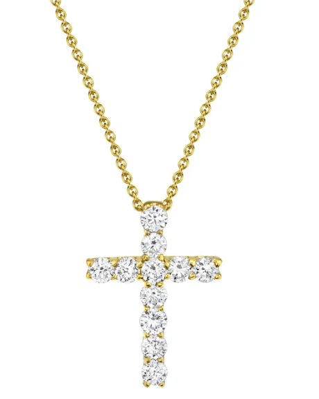 14kt yellow gold diamond cross necklace 