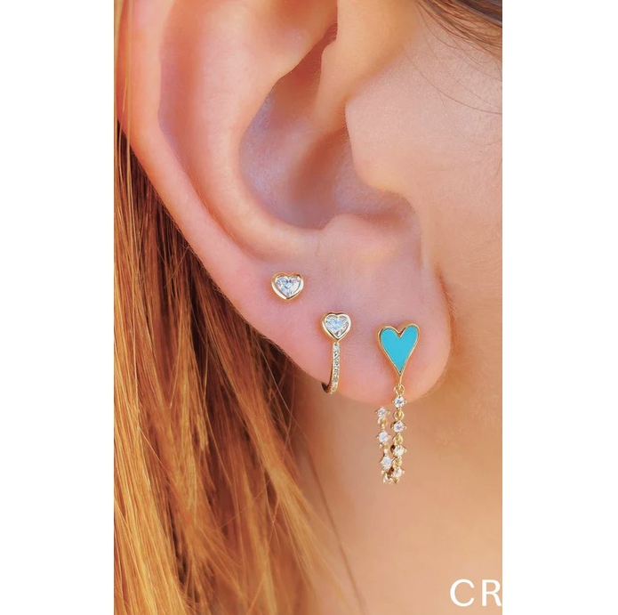  .16 TOTAL CARAT WEIGHT DIAMOND HEART STUD EARRINGS IN 14K YELLOW GOLD
