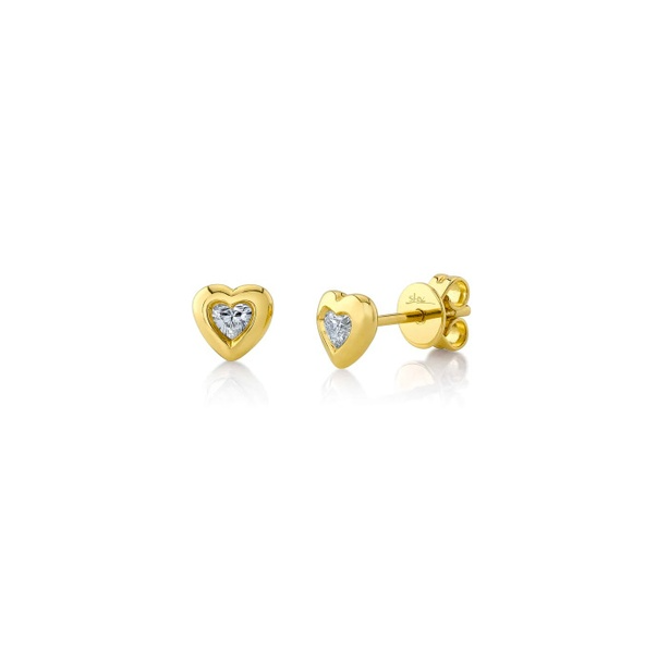 .16 TOTAL CARAT WEIGHT DIAMOND HEART STUD EARRINGS IN 14K YELLOW GOLD