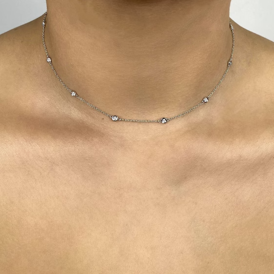 .28 TOTAL CARAT WEIGHT DIAMOND BY THE YARD NECKLACE IN 14K WHITE GOLD