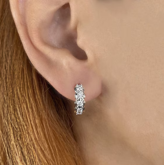 0.60 TOTAL CARAT WEIGHT DIAMOND HUGGIE EARRINGS IN 14K WHITE GOLD