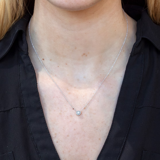 0.14 TOTAL CARAT WEIGHT DIAMOND HALO NECKLACE IN 14K WHITE GOLD