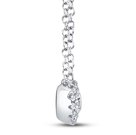 0.14 TOTAL CARAT WEIGHT DIAMOND HALO NECKLACE IN 14K WHITE GOLD