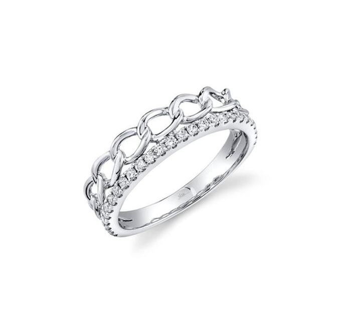 .28 TOTAL CARAT WEIGHT DIAMOND BAND & LINK RING IN 14K WHITE GOLD