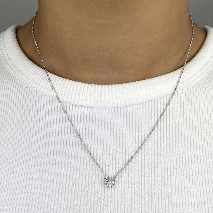  .21 TOTAL CARAT WEIGHT DIAMOND PEAR HEART NECKLACE IN 14K WHITE GOLD