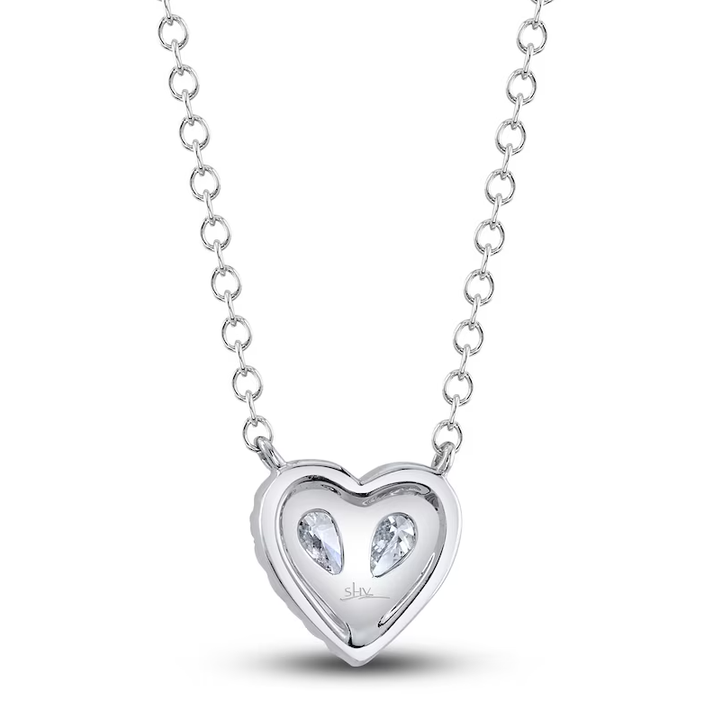  .21 TOTAL CARAT WEIGHT DIAMOND PEAR HEART NECKLACE IN 14K WHITE GOLD