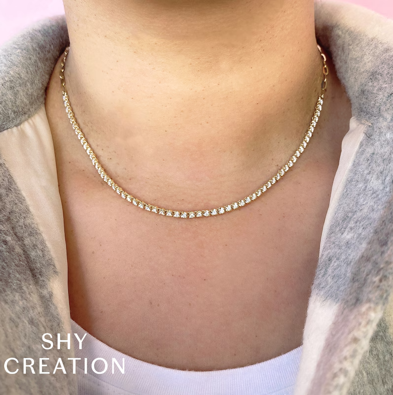 1.13 TOTAL CARAT WEIGHT DIAMOND PAPERCLIP TENIS NECKLACE IN 14K YELLOW GOLD