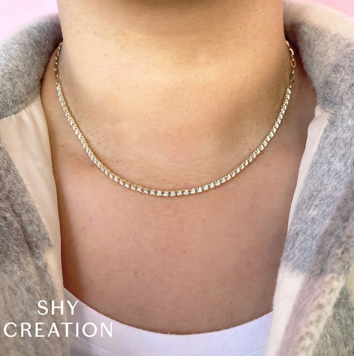 1.13 TOTAL CARAT WEIGHT DIAMOND PAPERCLIP TENIS NECKLACE IN 14K YELLOW GOLD