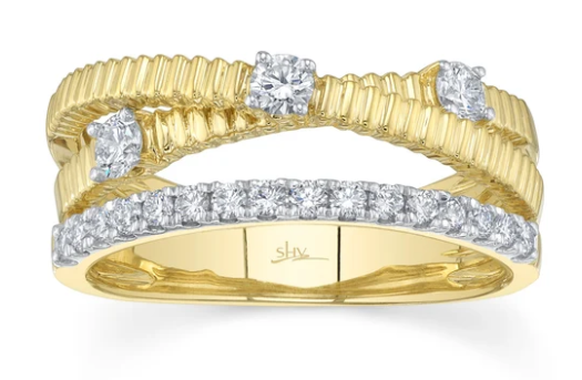 DIAMOND RIBBED BRIDGE RING 