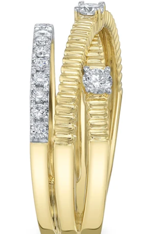 DIAMOND RIBBED BRIDGE RING 