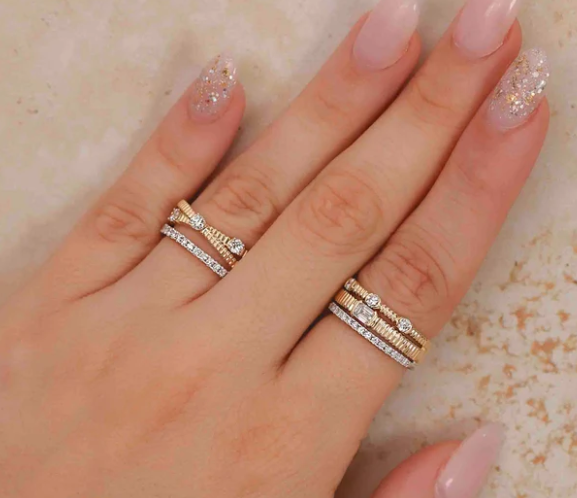 DIAMOND RIBBED BRIDGE RING 