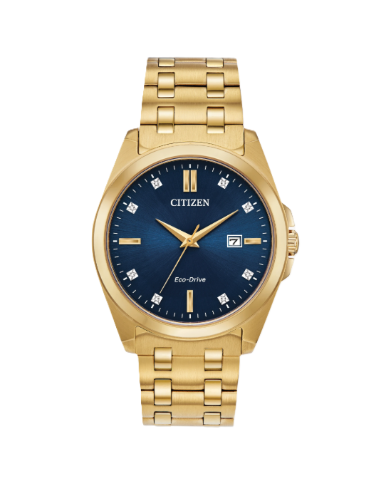 CITIZEN PEYTEN | MEN'S ECO-DRIVE WATCH | GOLD-TONE STAINLESS STEEL | BLUE DIAL | WR100 | BM7103-51L - Brownee Jewelers