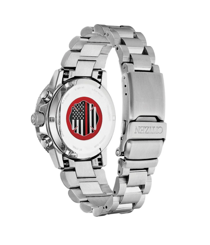 CITIZEN THIN RED LINE | MEN'S ECO-DRIVE WATCH | STAINLESS STEEL | BLACK DIAL | CA0299-57E - Brownee Jewelers
