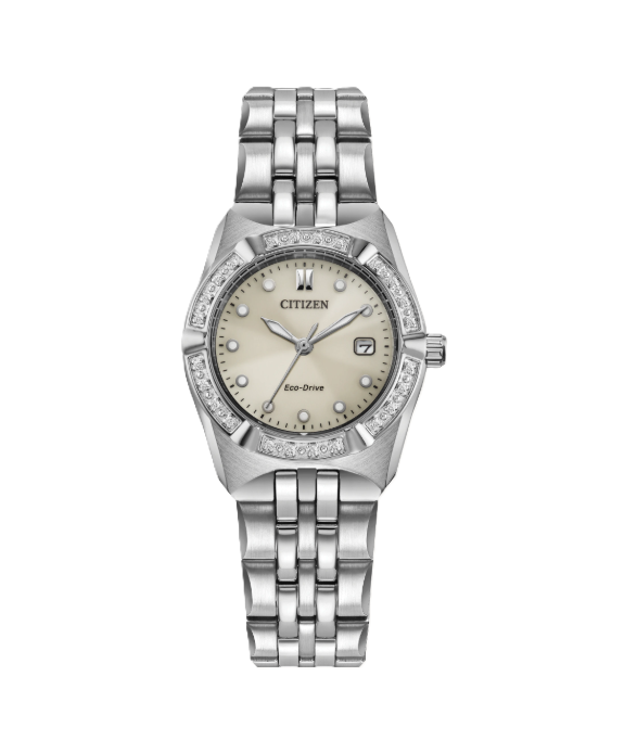 CITIZEN CORSO DIAMOND | LADIES ECO-DRIVE WATCH | STAINLESS STEEL | TAUPE DIAL | EW2710-51X - Brownee Jewelers