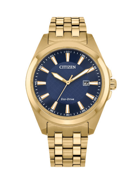 CITIZEN PEYTEN | MEN'S ECO-DRIVE WATCH | GOLD-TONE STAINLESS STEEL | BLUE DIAL | BM7532-54L - Brownee Jewelers