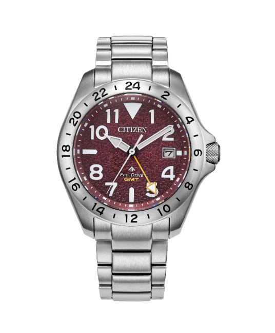 CITIZEN PROMASTER LAND GMT | MEN'S ECO-DRIVE WATCH | STAINLESS STEEL | RED DIAL | BJ7150-50W - Brownee Jewelers