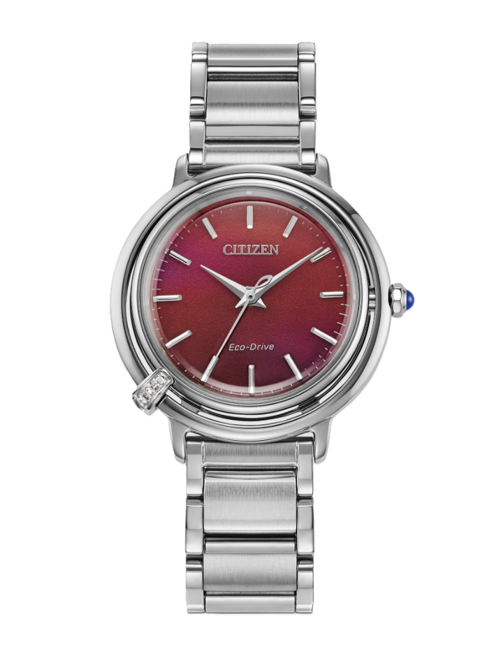CITIZEN L ARCLY | LADIES EC-DRIVE WATCH | STAINLESS STEEL | RED DIAL | EM1091-67X - Brownee Jewelers