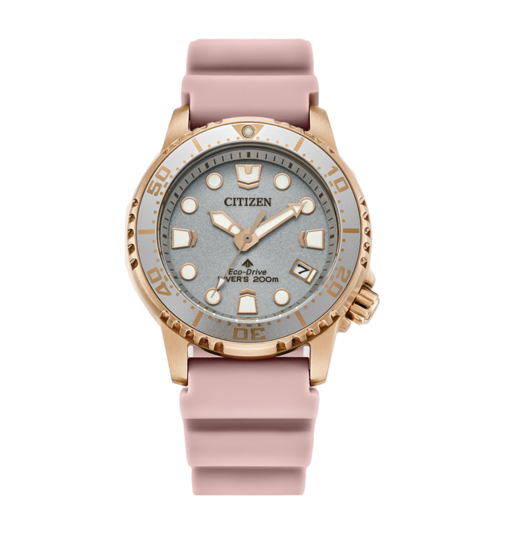CITIZEN PROMASTER DIVE | LADIES ECO-DRIVE WATCH | PINK POLYURETHANE | SILVER-TONE DIAL | EO2023-00A - Brownee Jewelers