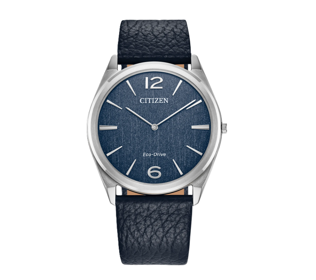CITIZEN SURATTO | MEN'S ECO-DRIVE WATCH | BLUE LEATHER | BLUE DIAL | AR3120-08L - Brownee Jewelers