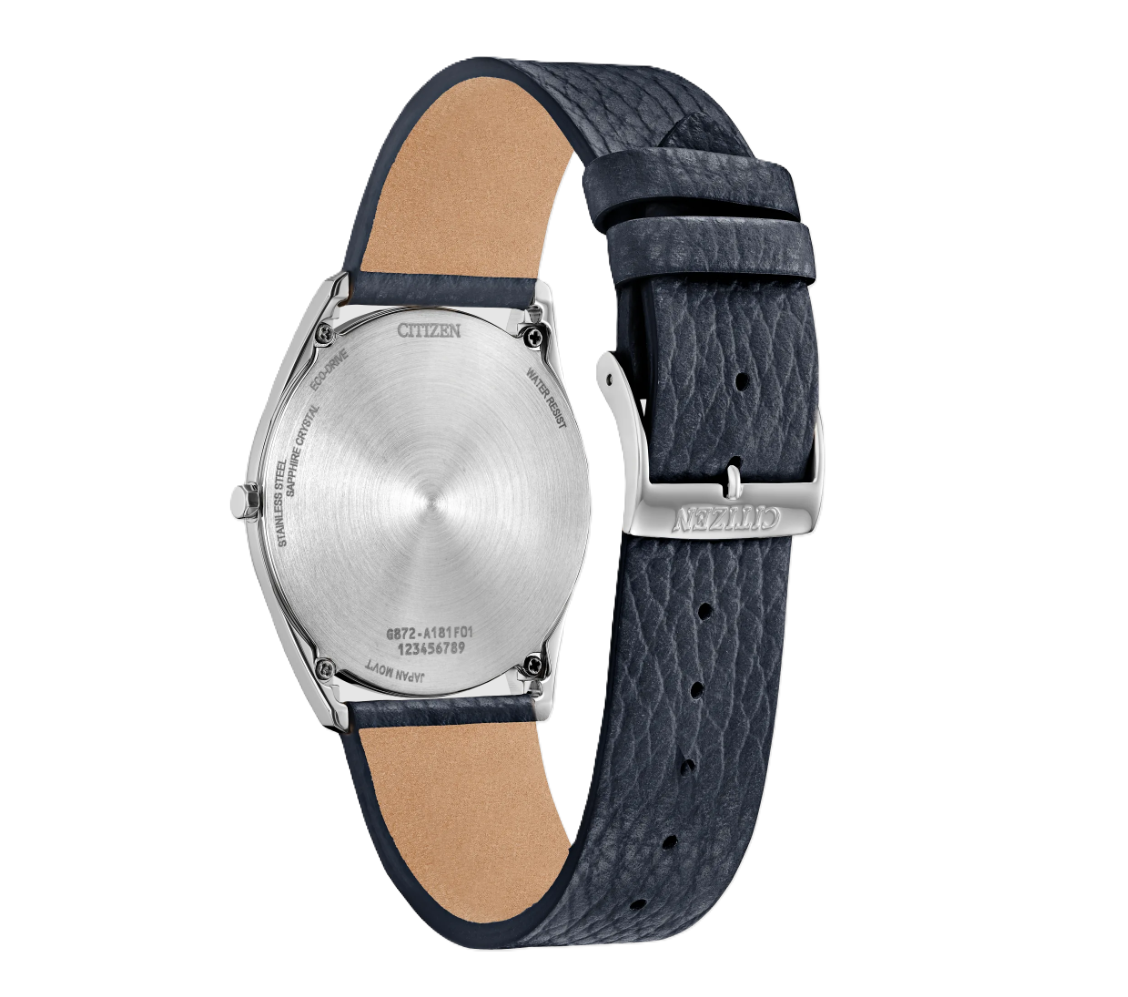 CITIZEN SURATTO | MEN'S ECO-DRIVE WATCH | BLUE LEATHER | BLUE DIAL | AR3120-08L - Brownee Jewelers