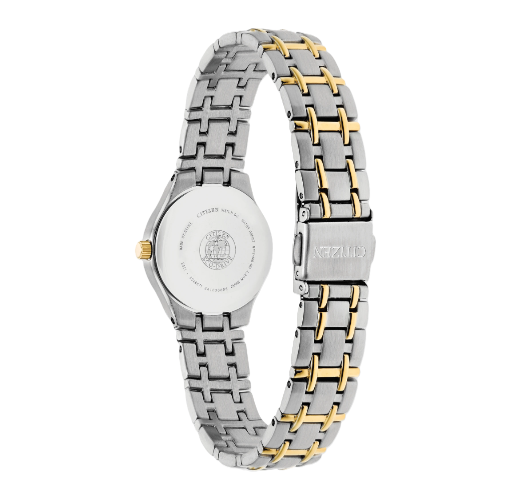 Citizen Corso | Eco-Drive Women’s Watch | Two-Tone Stainless Steel | White Textured Dial | Two-Tone Bracelet | EW1264-50A - Brownee Jewelers