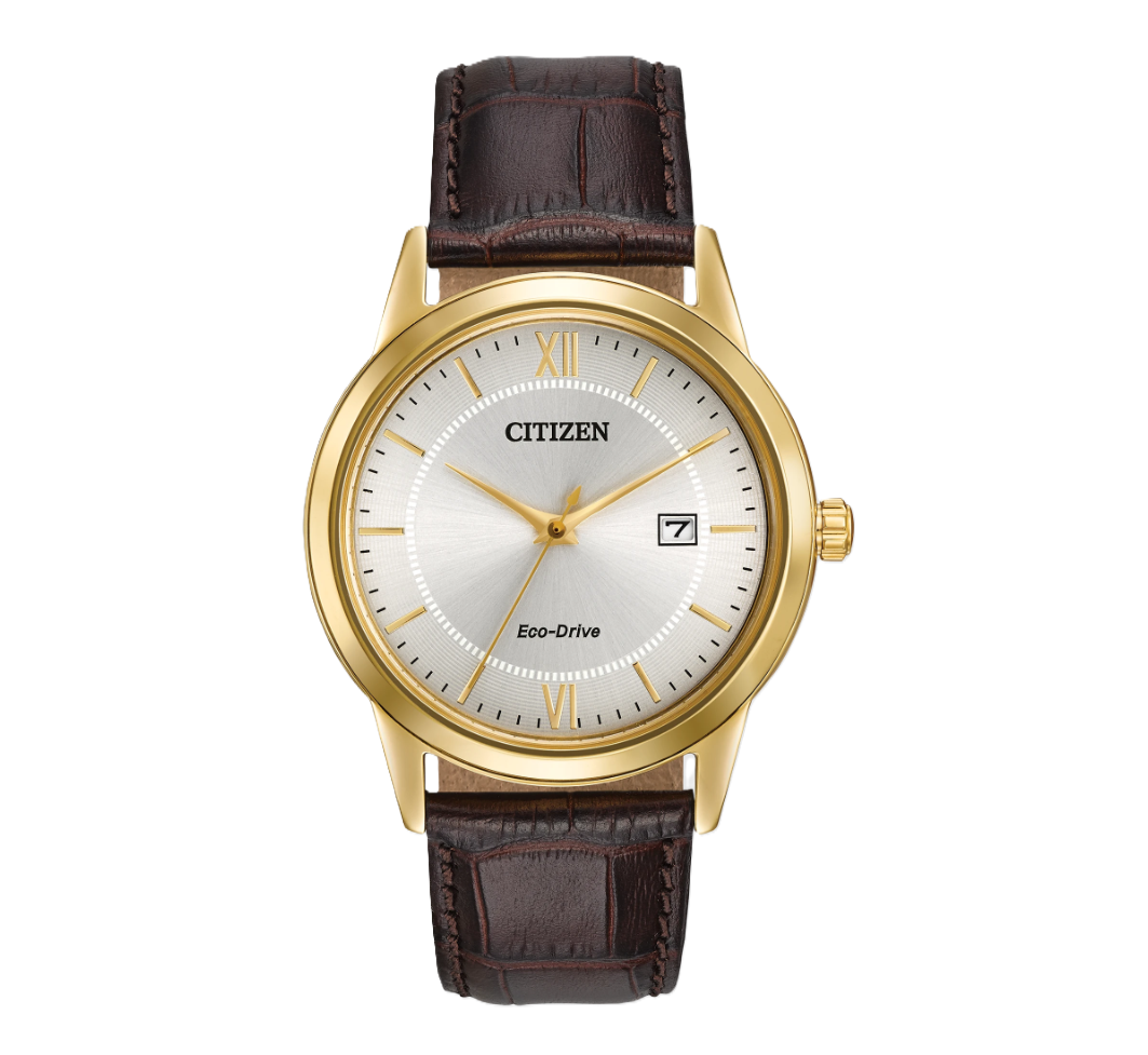 CITIZEN CORSO | MEN'S ECO-DRIVE WATCH | BROWN LEATHER | SILVER-TONE DIAL | AW1232-04A - Brownee Jewelers