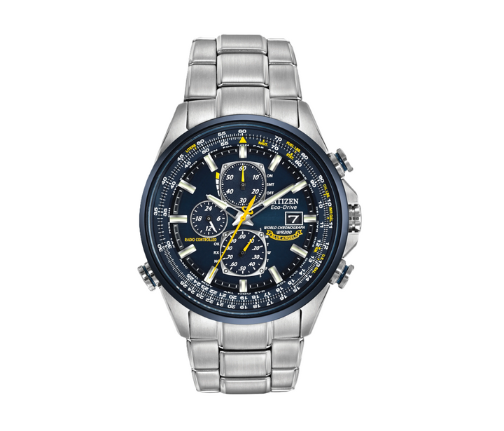 CITIZEN WORLD CHRONOGRAPH A-T | MEN'S ECO-DRIVE WATCH | STAINLESS STEEL | BLACK DIAL | AT8020-54L - Brownee Jewelers