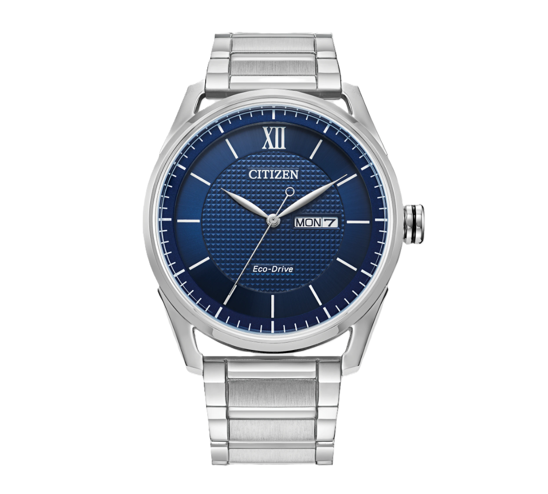 CITIZEN CLASSIC | MEN'S ECO-DRIVE WATCH | STAINLESS STEEL | BLUE DIAL | AW0081-54L - Brownee Jewelers