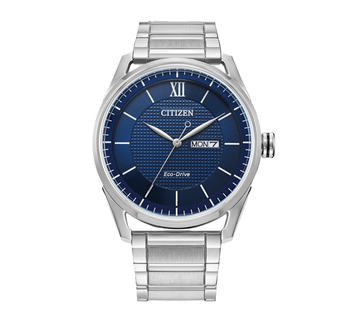 CITIZEN CLASSIC | MEN'S ECO-DRIVE WATCH | STAINLESS STEEL | BLUE DIAL | AW0081-54L - Brownee Jewelers