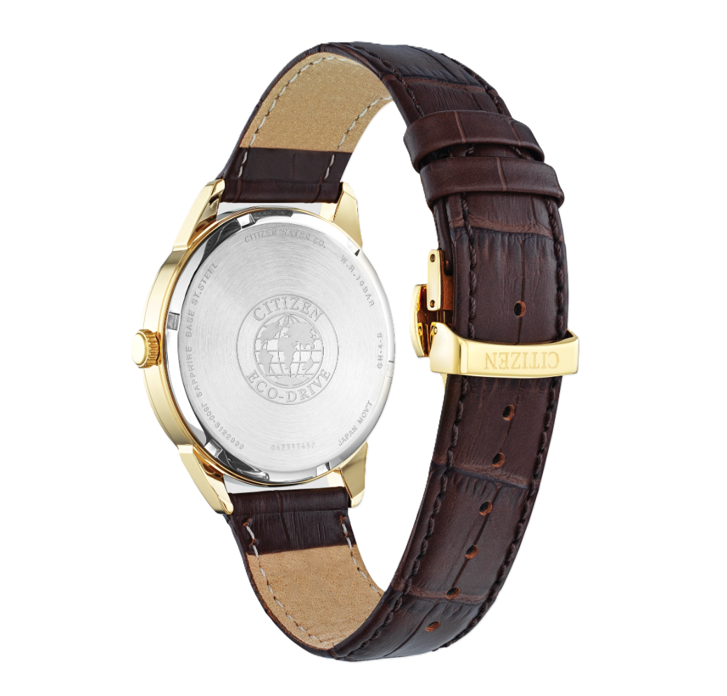 CITIZEN ROLAN | MEN'S ECO-DRIVE WATCH | BROWN LEATHER | CHAMPAGNE DIAL | AW0092-07Q - Brownee Jewelers