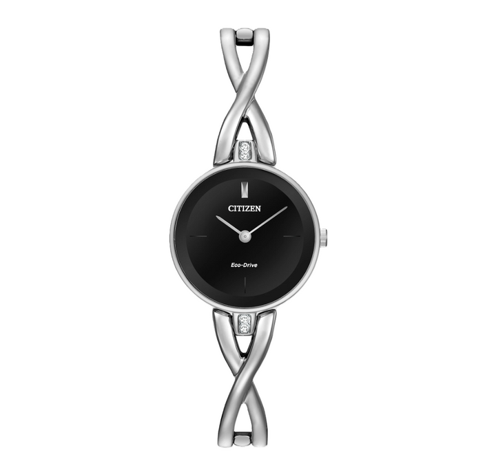 CITIZEN AXIOM | LADIES ECO-DRIVE WATCH | STAINLESS STEEL | BLACK DIAL | EX1420-50E - Brownee Jewelers