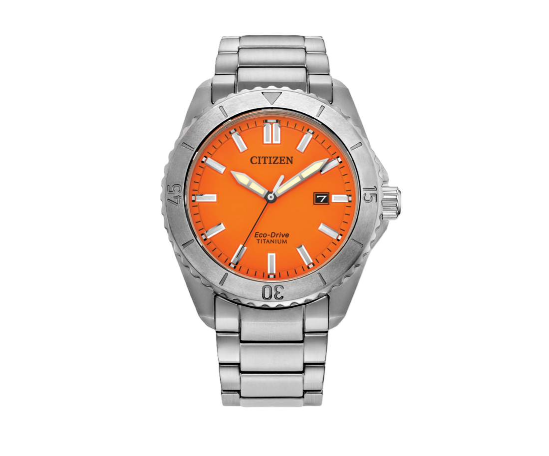 CITIZEN BRYCEN | MEN'S ECO-DRIVE WATCH | TITANIUM | ORANGE DIAL | AW1840-50X - Brownee Jewelers