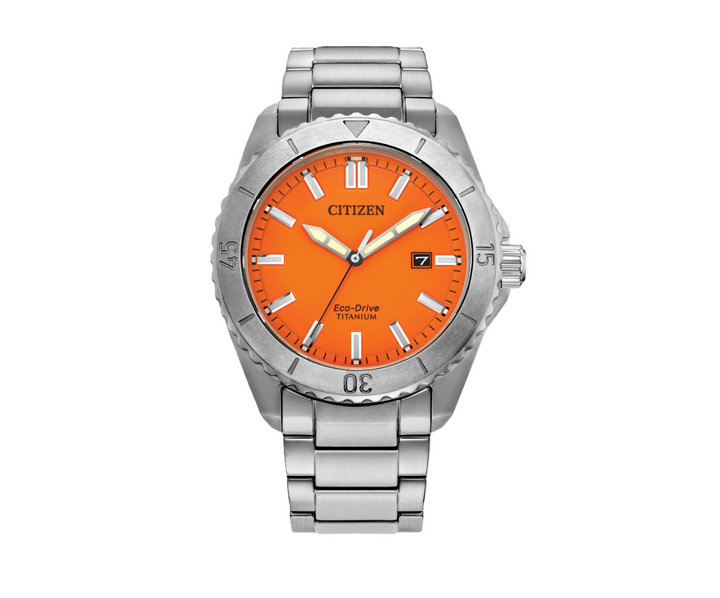 CITIZEN BRYCEN | MEN'S ECO-DRIVE WATCH | TITANIUM | ORANGE DIAL | AW1840-50X - Brownee Jewelers