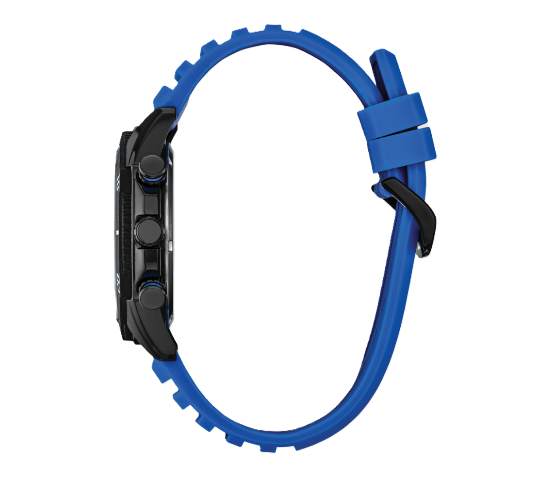 CITIZEN BRYCEN | MEN'S ECO-DRIVE WATCH | BLUE SILICONE | BLACK DIAL | AT2586-05E - Brownee Jewelers