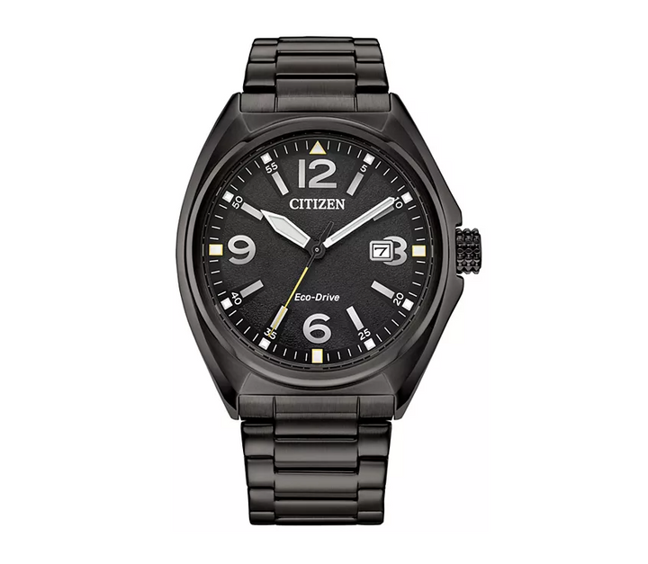 CITIZEN | MEN'S ECO-DRIVE WATCH | BLACK STAINLESS STEEL | BLACK DIAL | AW1575-59E - Brownee Jewelers
